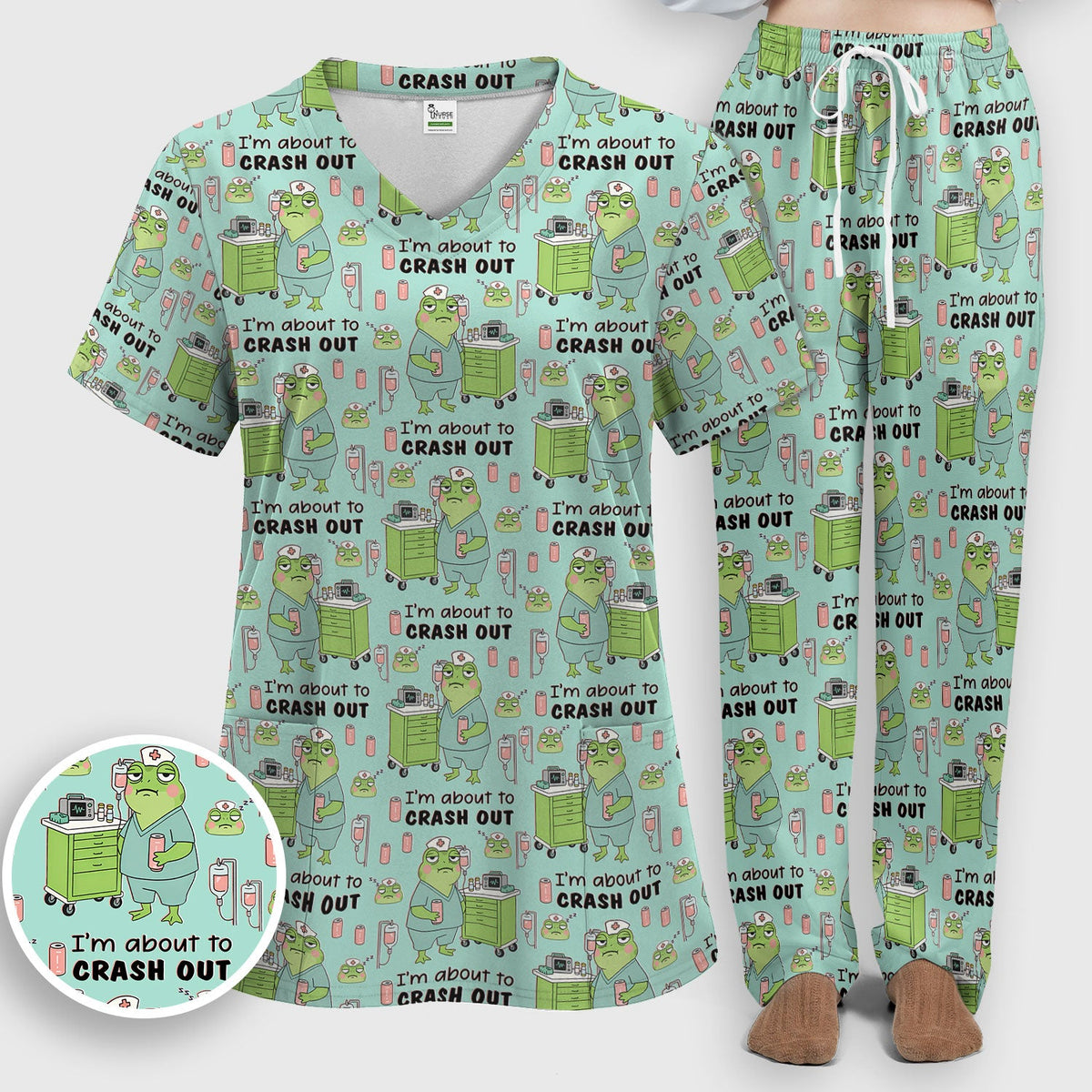 Crash Out Frog Nurse Scrub Set