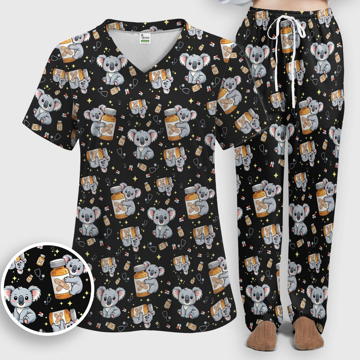Koala Bandage Medicine Nurse Scrub Set