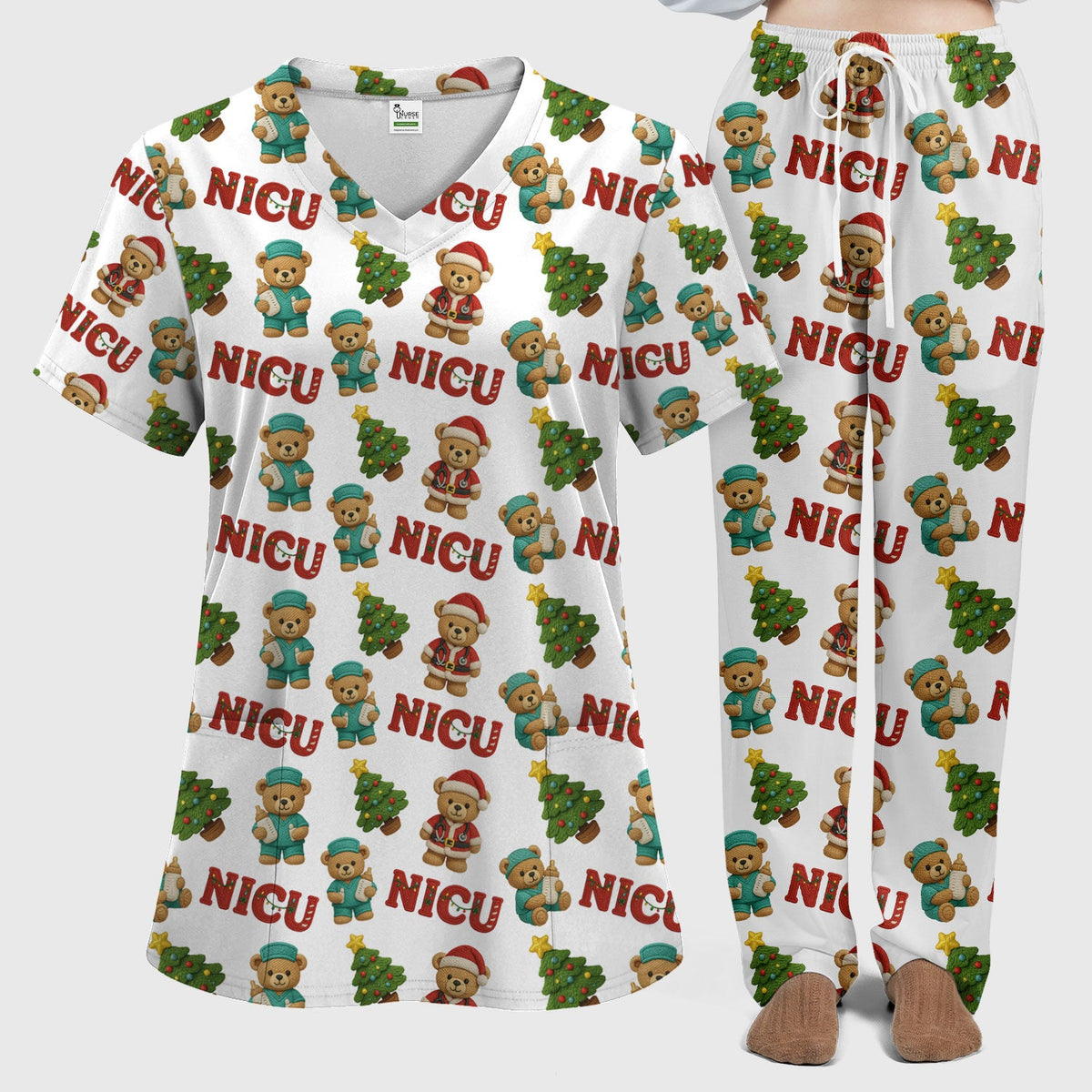 NICU Nurse Teddy Bear Scrub Set - Christmas Gift