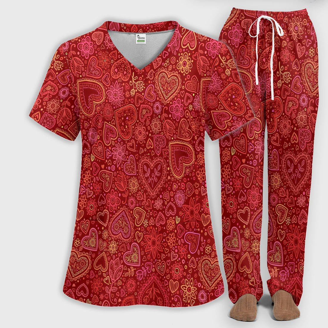 Valentine Heart Nurse Scrub Set