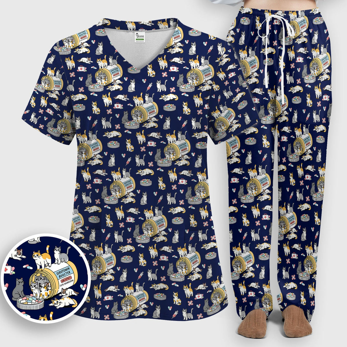 Cat Serotonin Booster Nurse Scrub Set