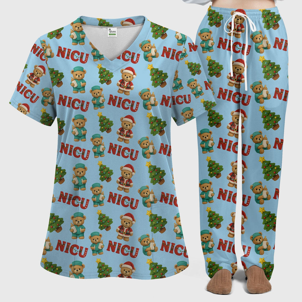 NICU Nurse Teddy Bear Scrub Set - Christmas Gift