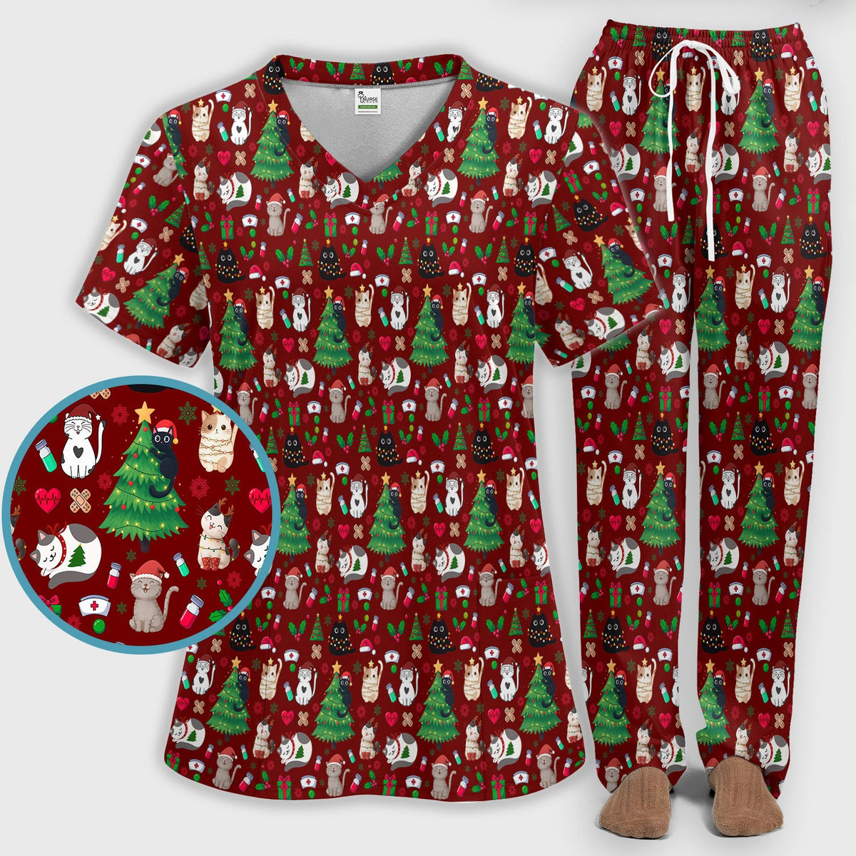 Christmas Pet Nurse Scrub Set