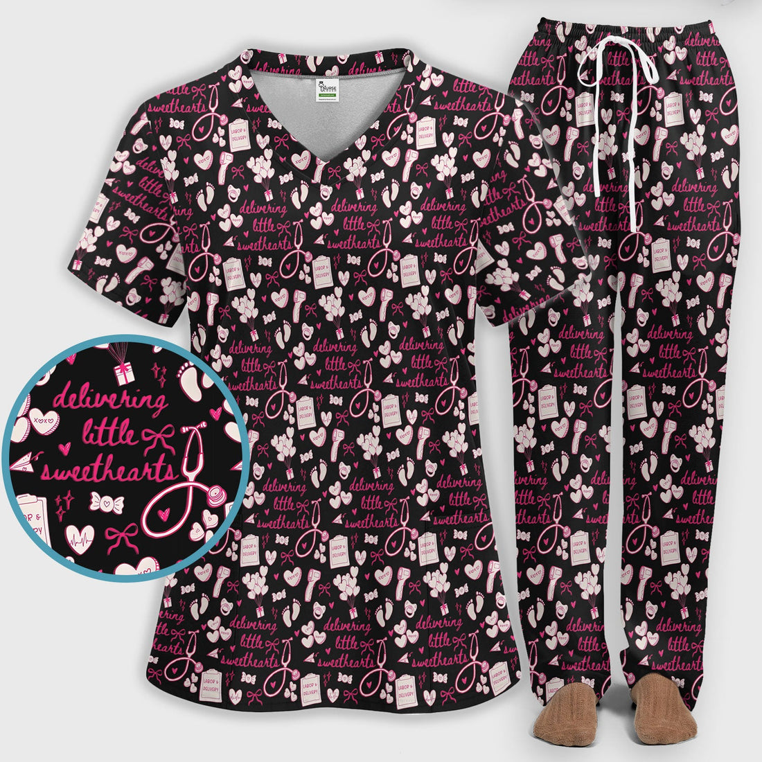 Valentine Labor Delivery XOXO Nurse Scrub Set
