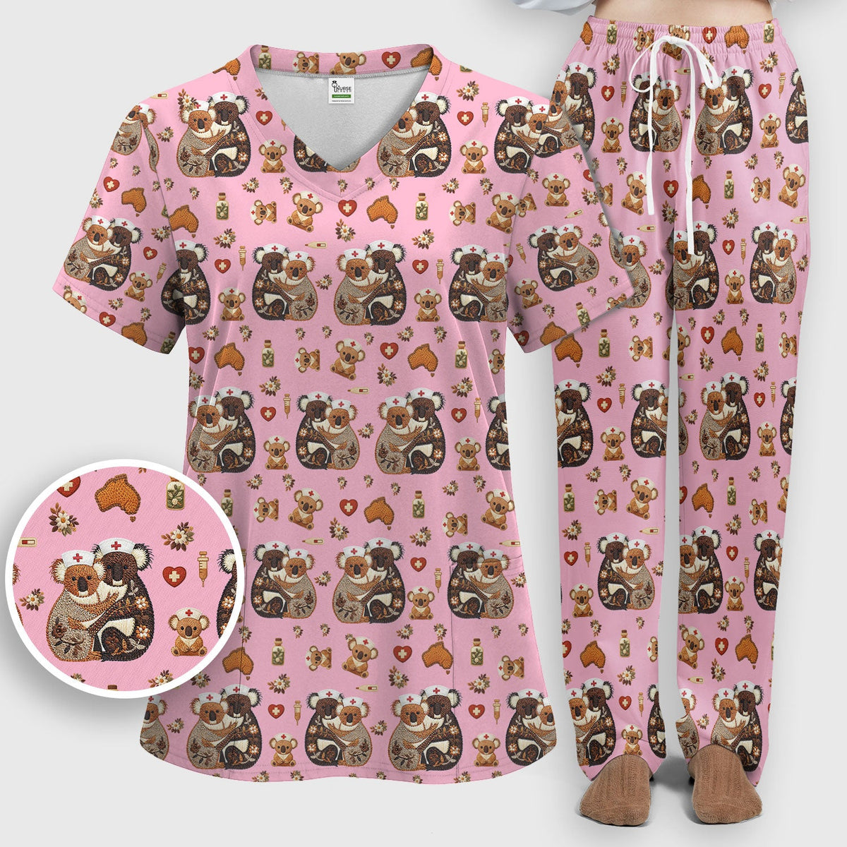 Koala Nurse Scrub Set - Valentines Day Gift