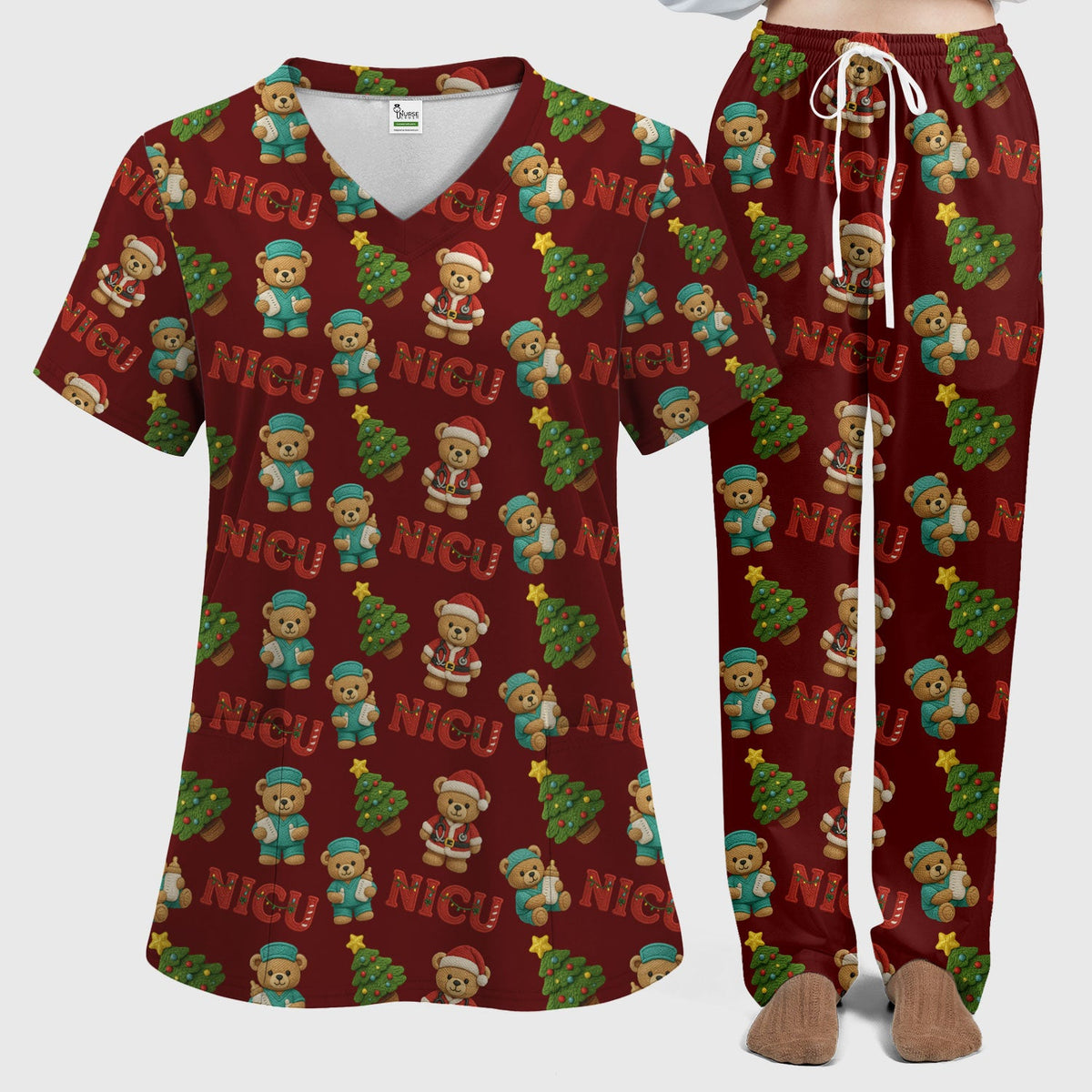 NICU Nurse Teddy Bear Scrub Set - Christmas Gift