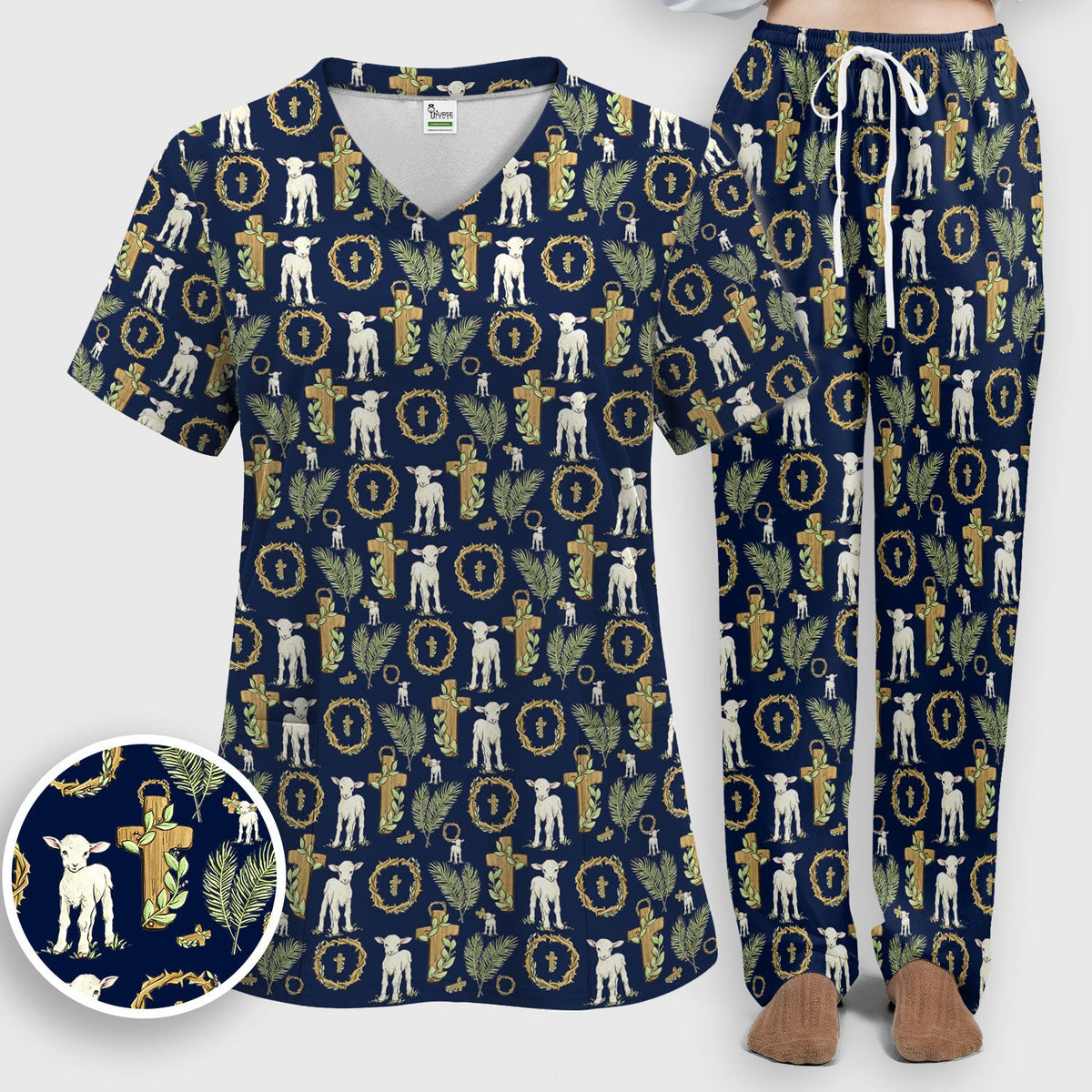 Faith Lamb Cross Nurse Scrub Set