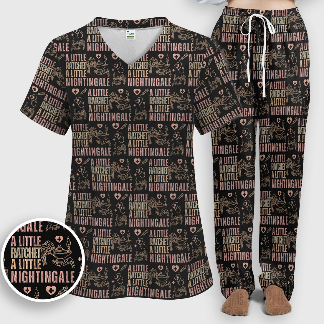 A Little Ratchet A Little Nightingale Women's Scrub Set, Breathable Med Uniform