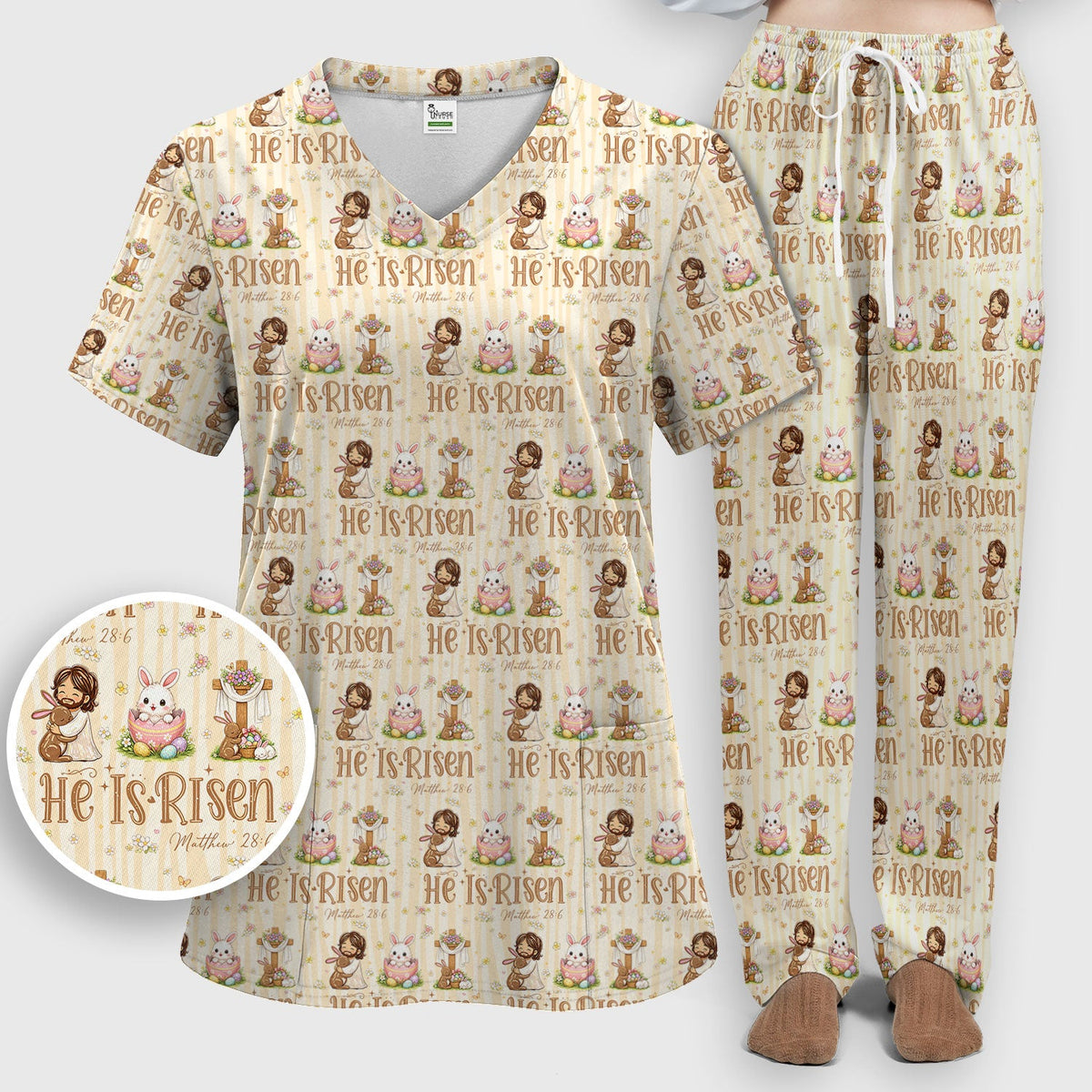 Risen Jesus Nurse Scrub Set - Easter Gift