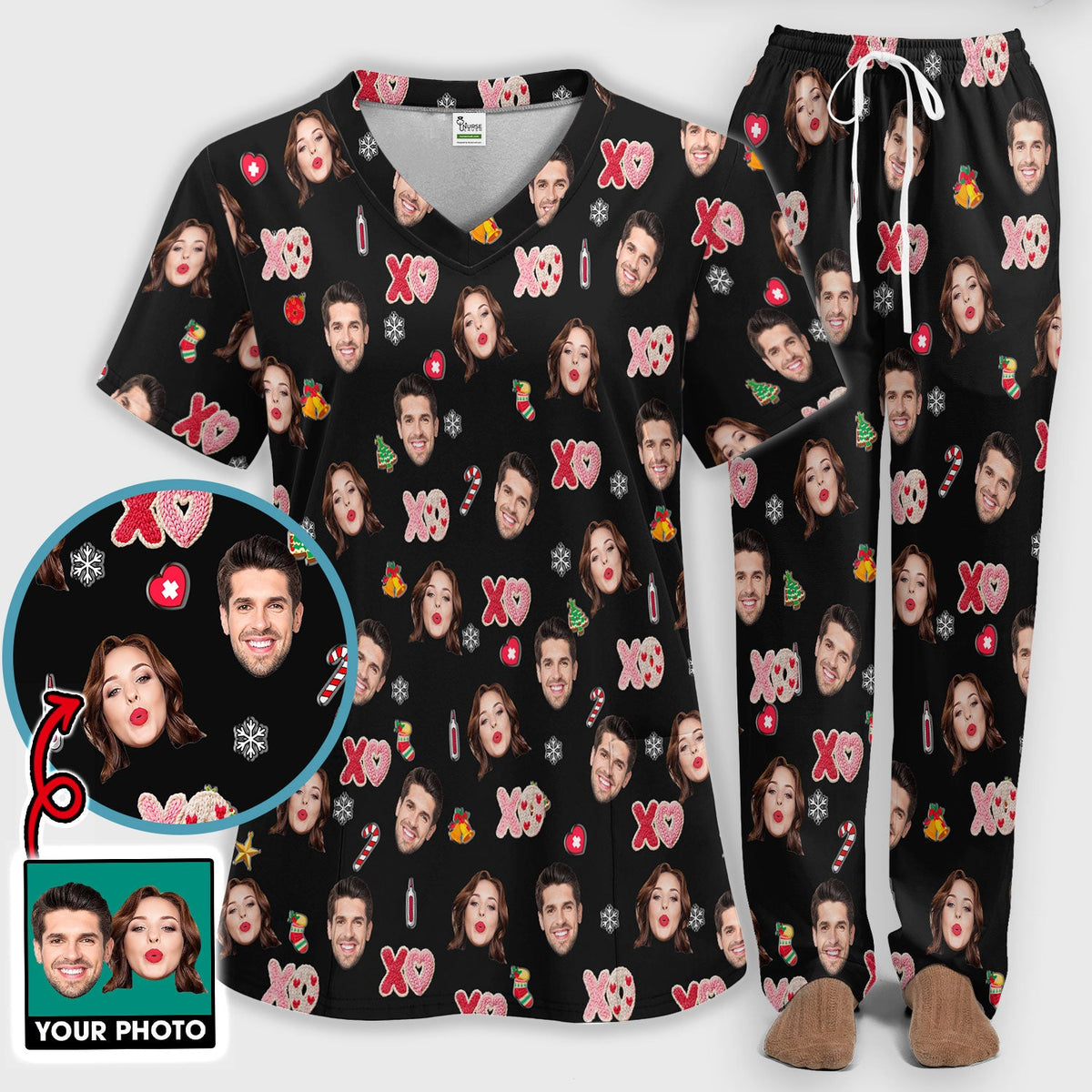Personalized Photo Face Nurse Scrub Set