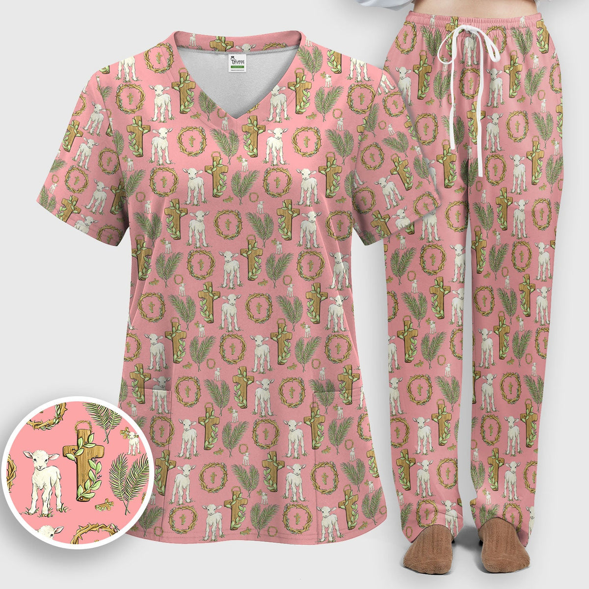 Faith Lamb Cross Nurse Scrub Set