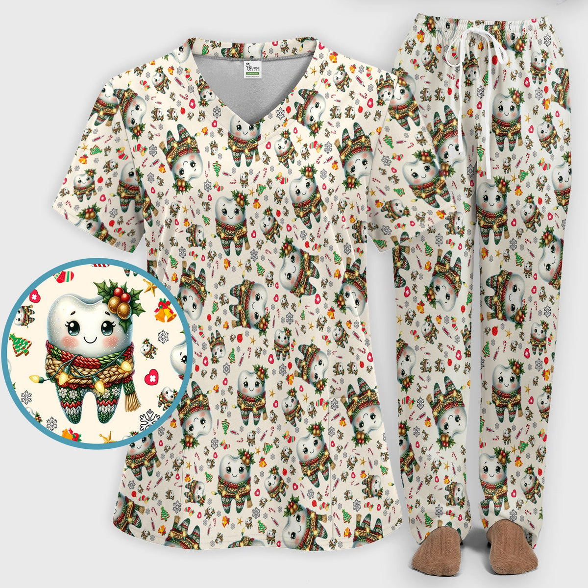Christmas Tooth Nurse Scrub Set