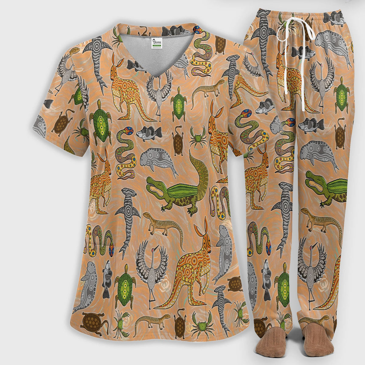 Crocodile Turtle Snake Nurse Scrub Set