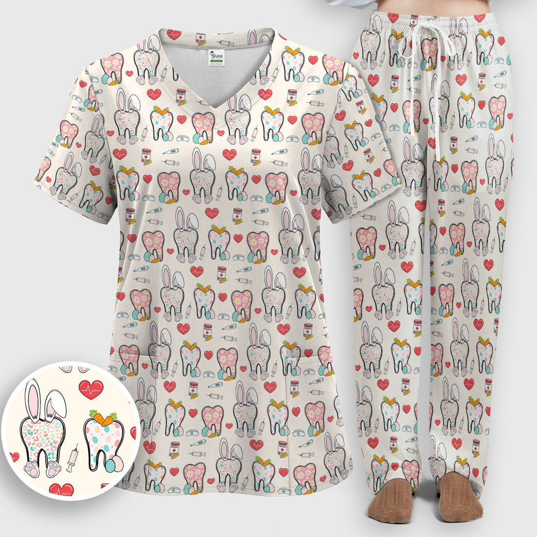 Easter Bunny Dentist Nurse Scrub Set