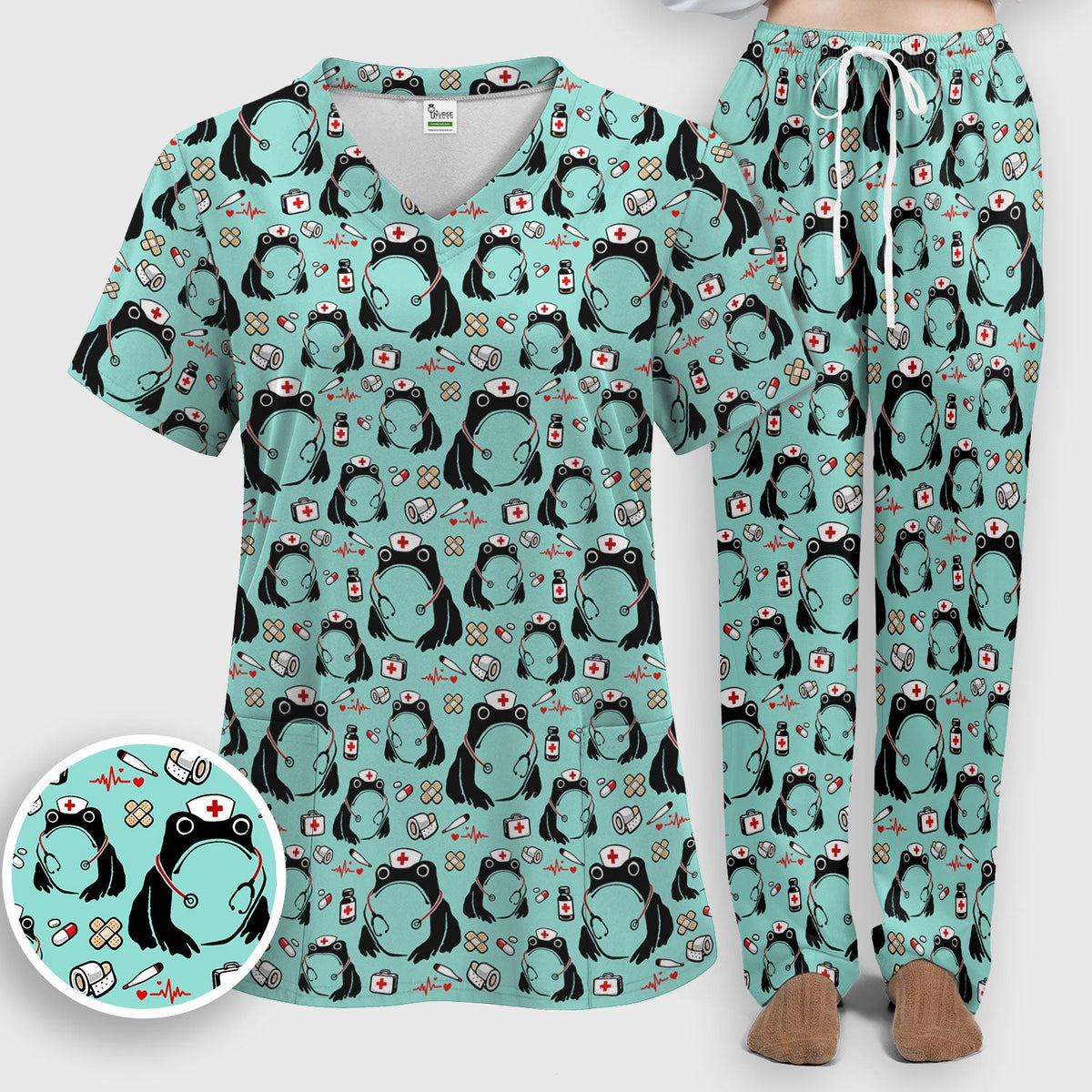Frog Medical Nurse Scrub Set