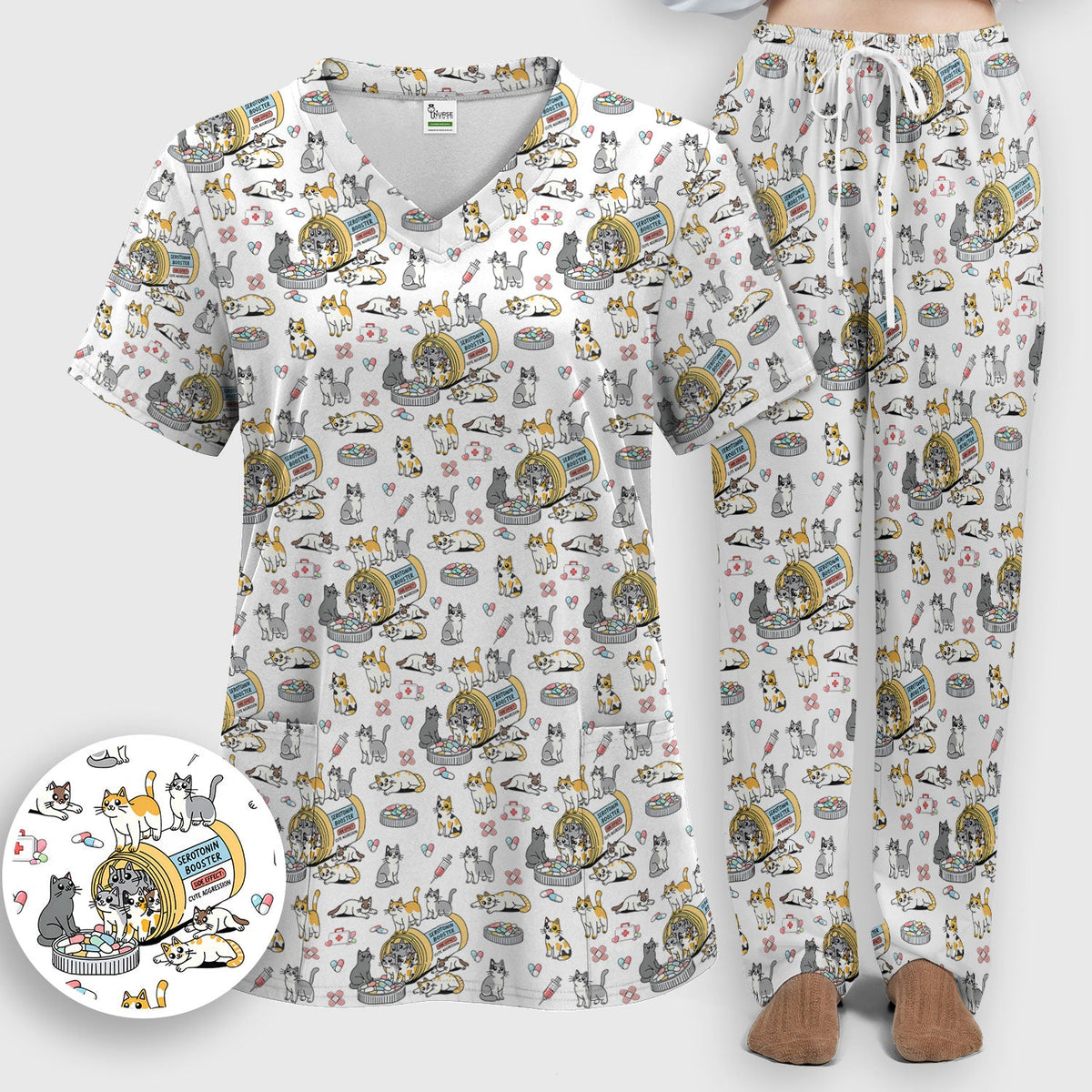 Cat Serotonin Booster Nurse Scrub Set