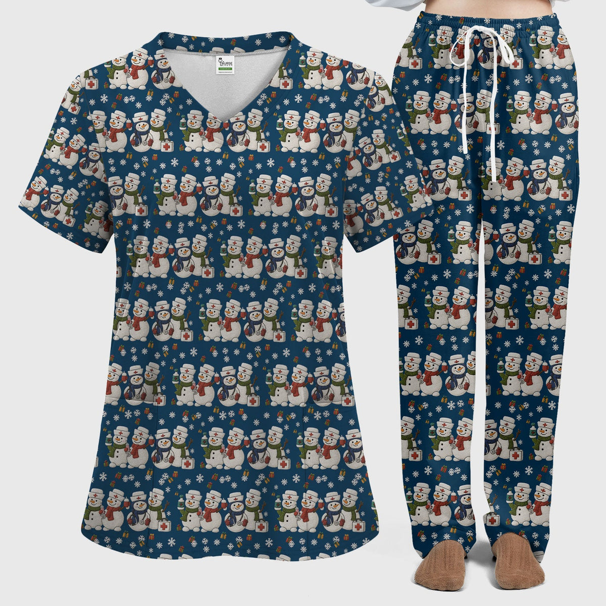 Snowman Nurse Scrub Set - Christmas Gift