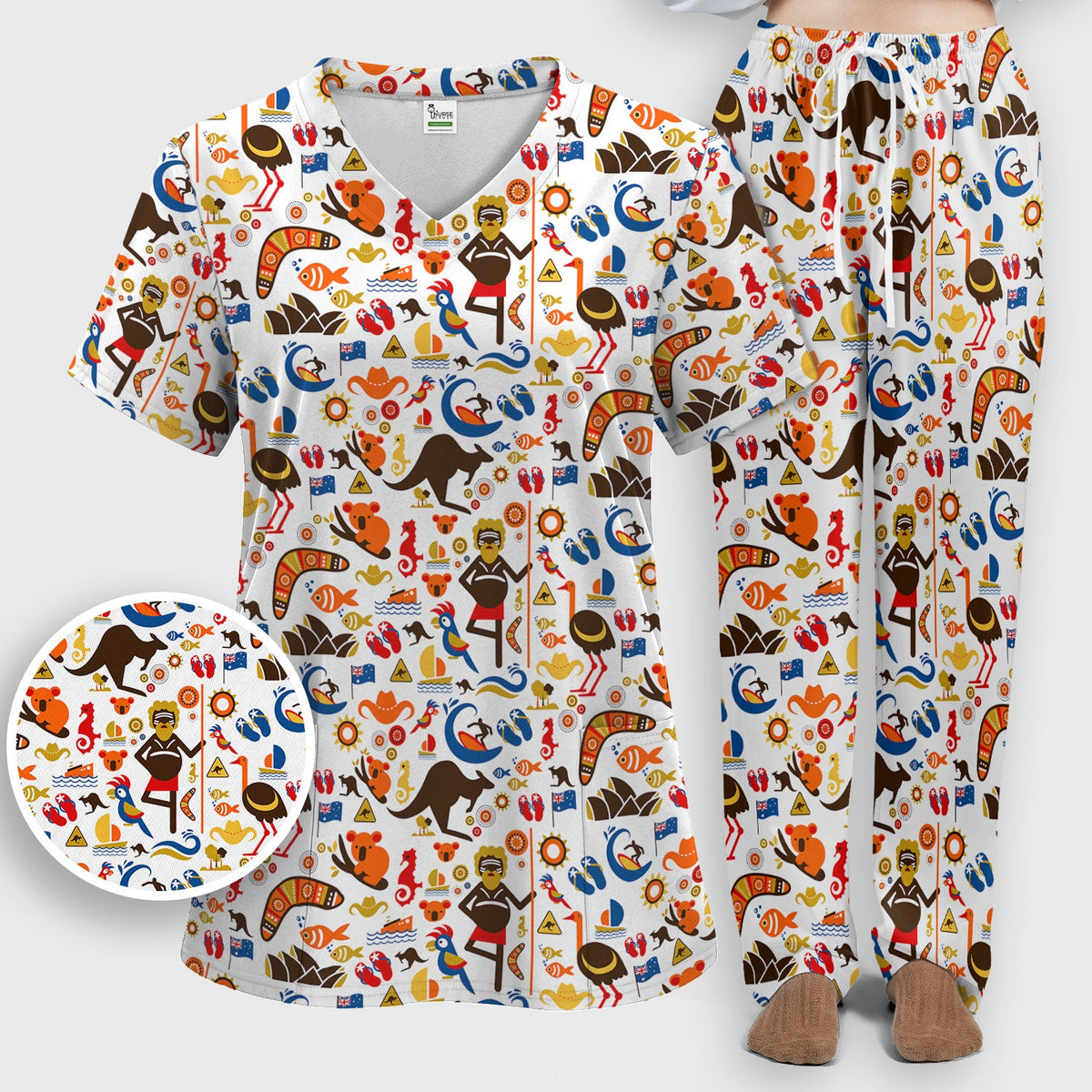 Indigenous Inspired Icon Nurse Scrub Set