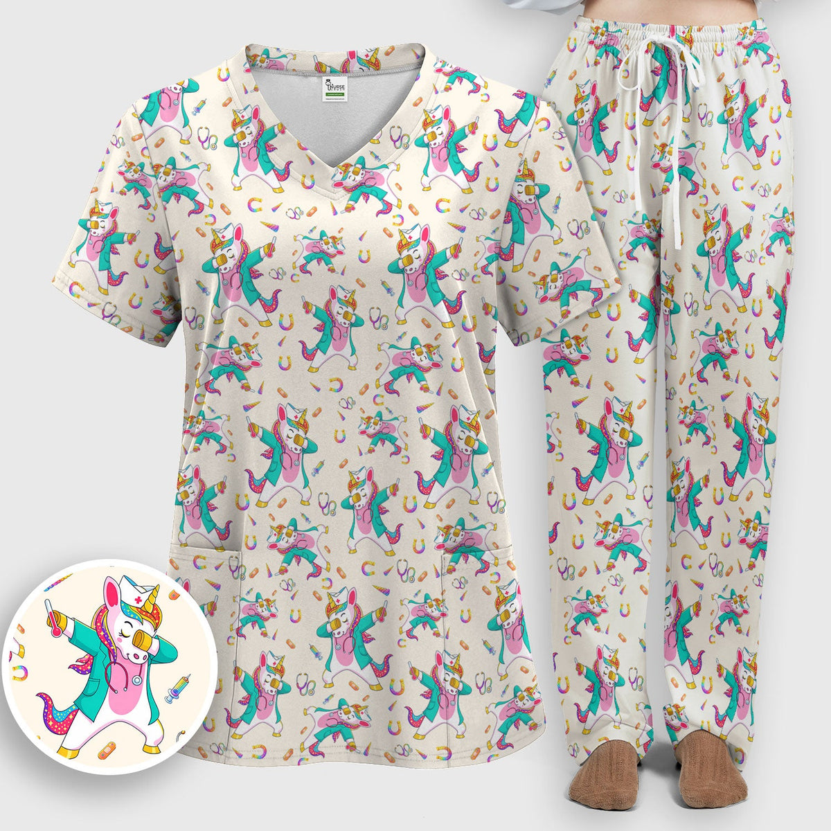 Unicorn Dance Nurse Scrub Set