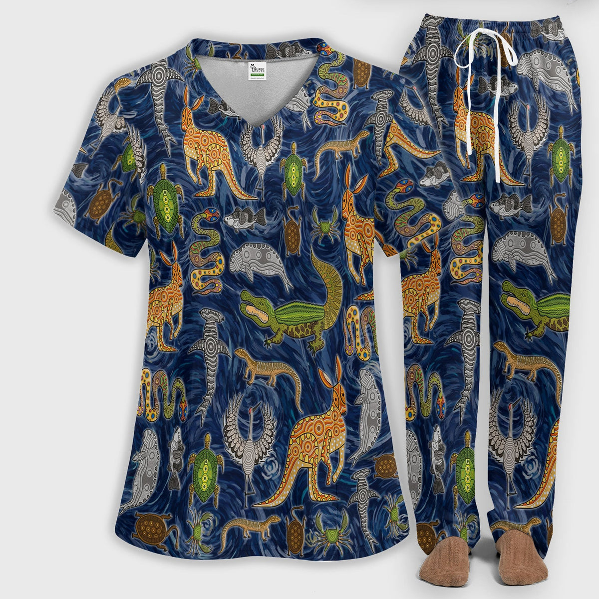 Crocodile Turtle Snake Nurse Scrub Set