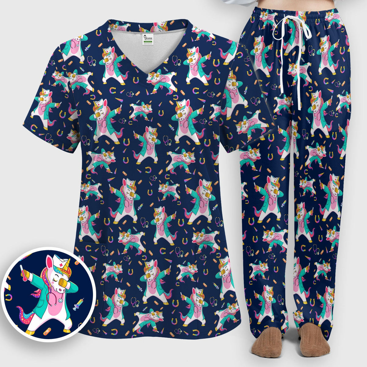 Unicorn Dance Nurse Scrub Set