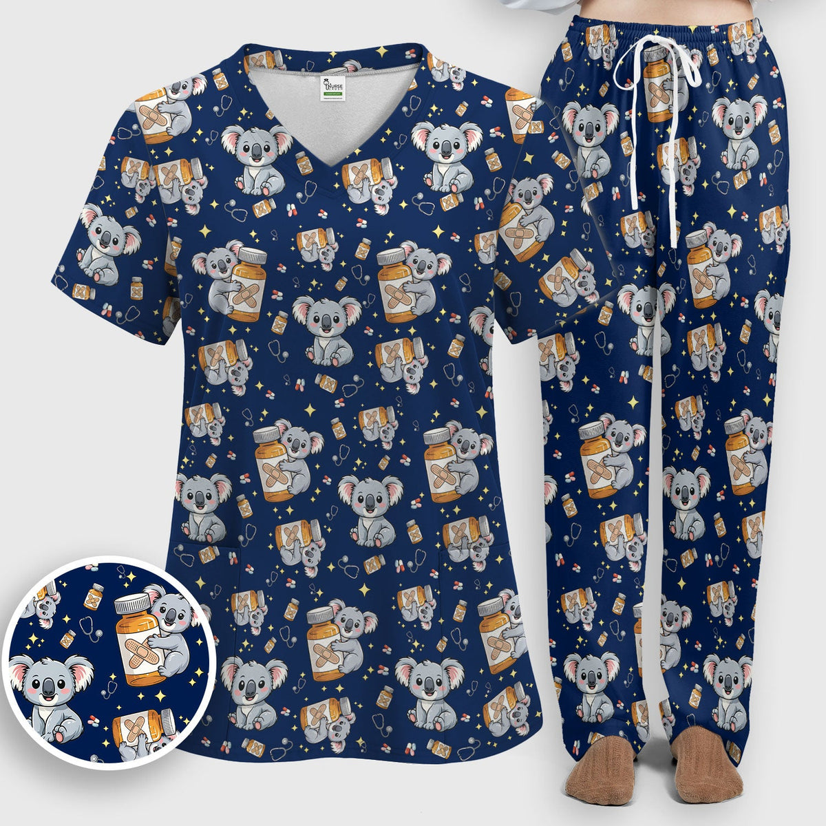 Koala Bandage Medicine Nurse Scrub Set