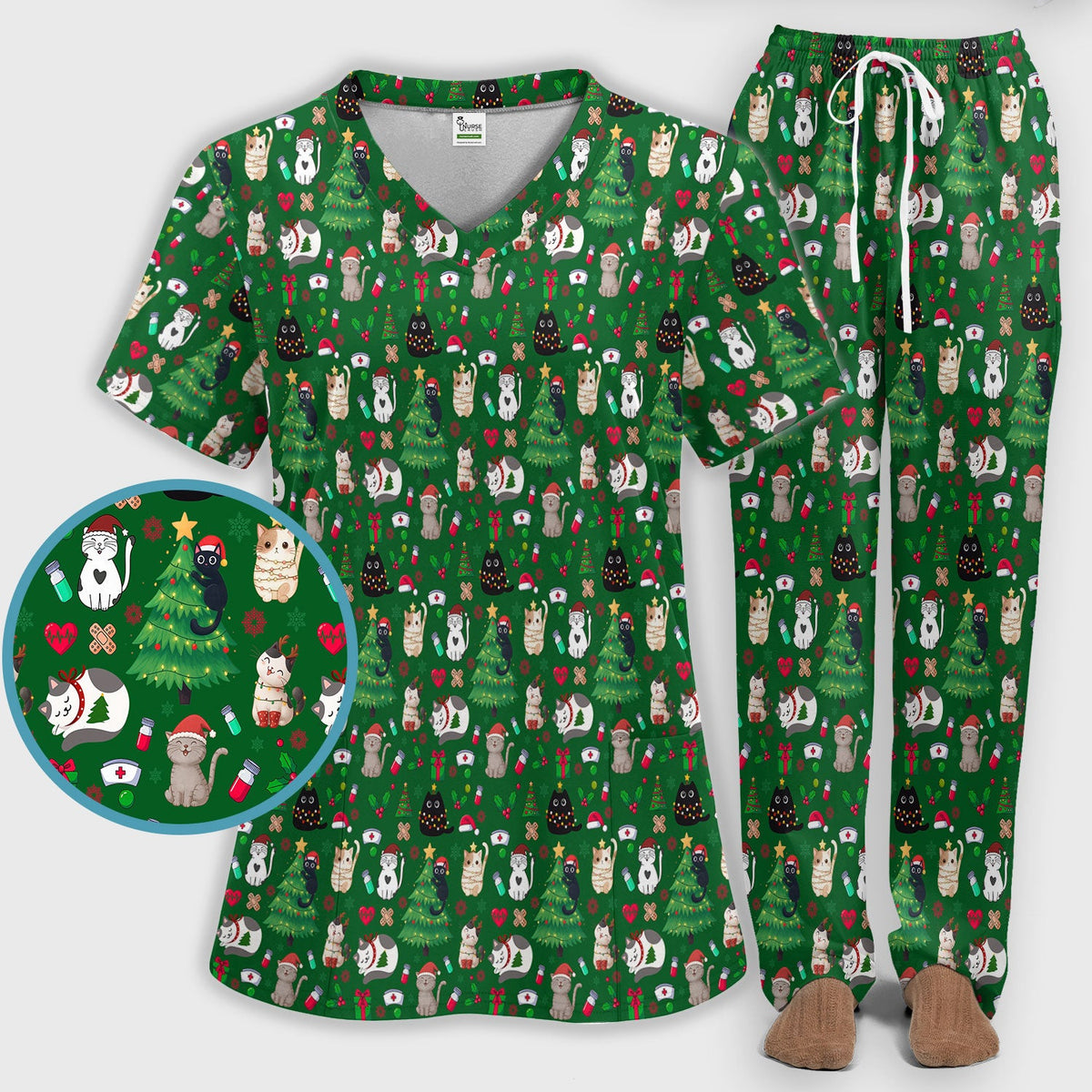 Christmas Pet Nurse Scrub Set