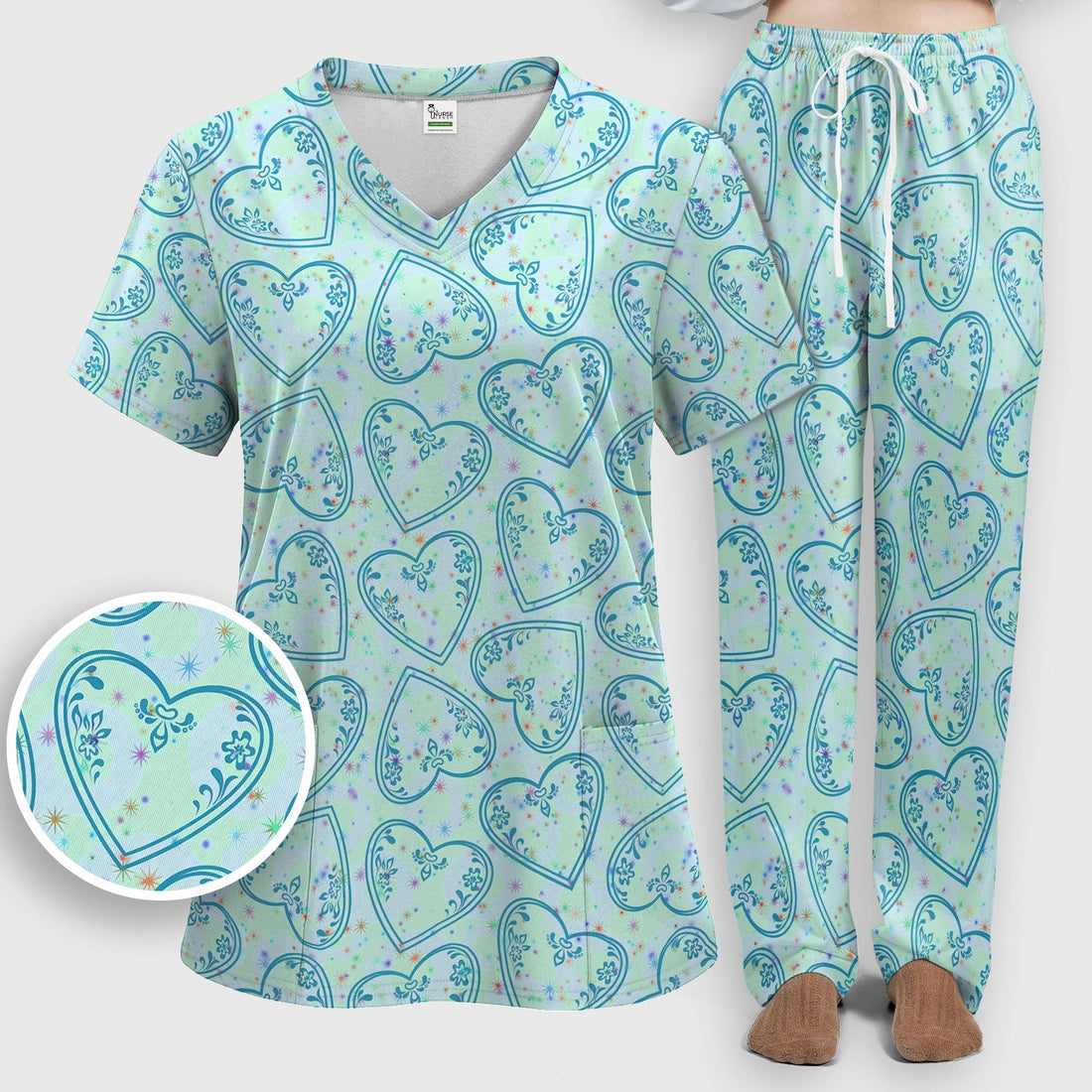 Valentine Hearts Nurse Scrub Set