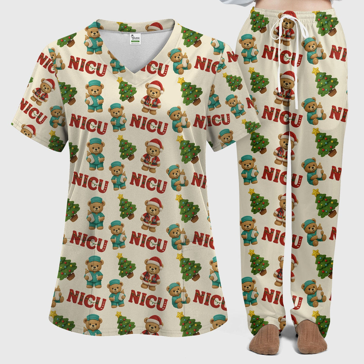 NICU Nurse Teddy Bear Scrub Set - Christmas Gift