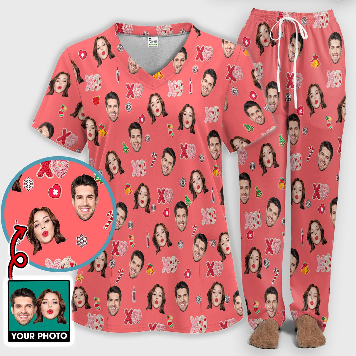 Personalized Photo Face Nurse Scrub Set