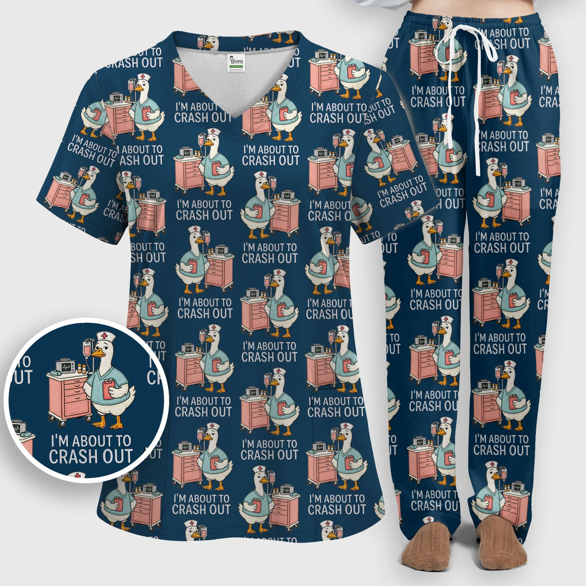 Goose Crash Out Nurse Scrub Set