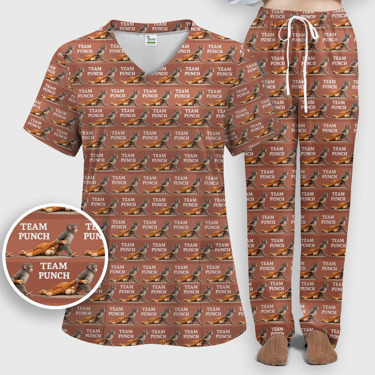 Team Punch Playful Monkey Nurse Scrub Set
