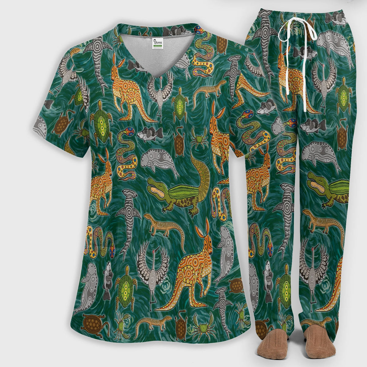 Crocodile Turtle Snake Nurse Scrub Set