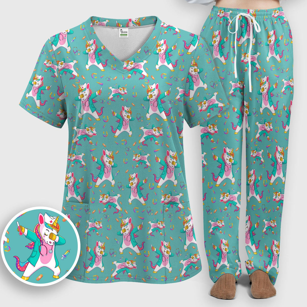 Unicorn Dance Nurse Scrub Set