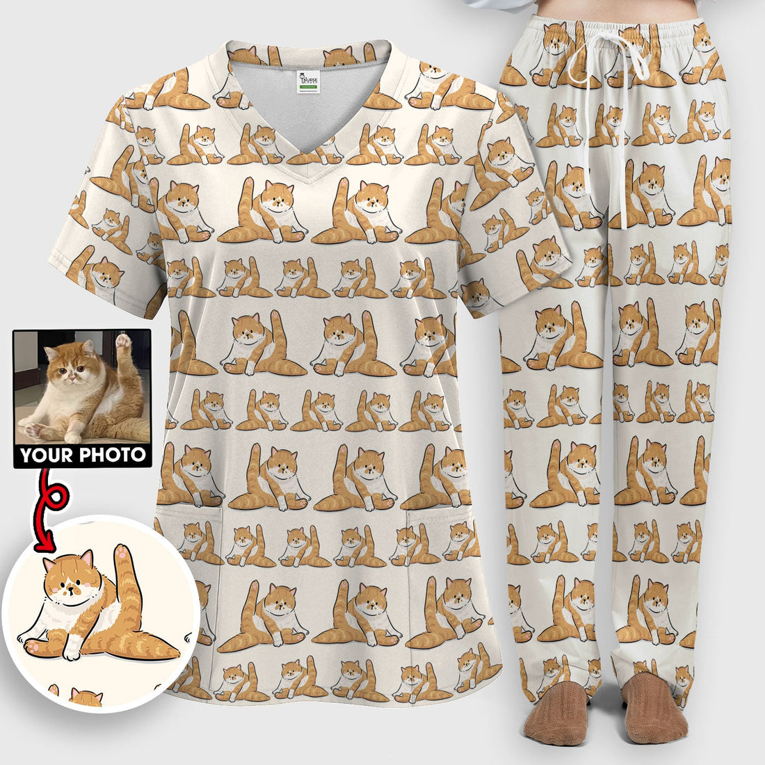 Personalized Cat Photo Nurse Scrub Set