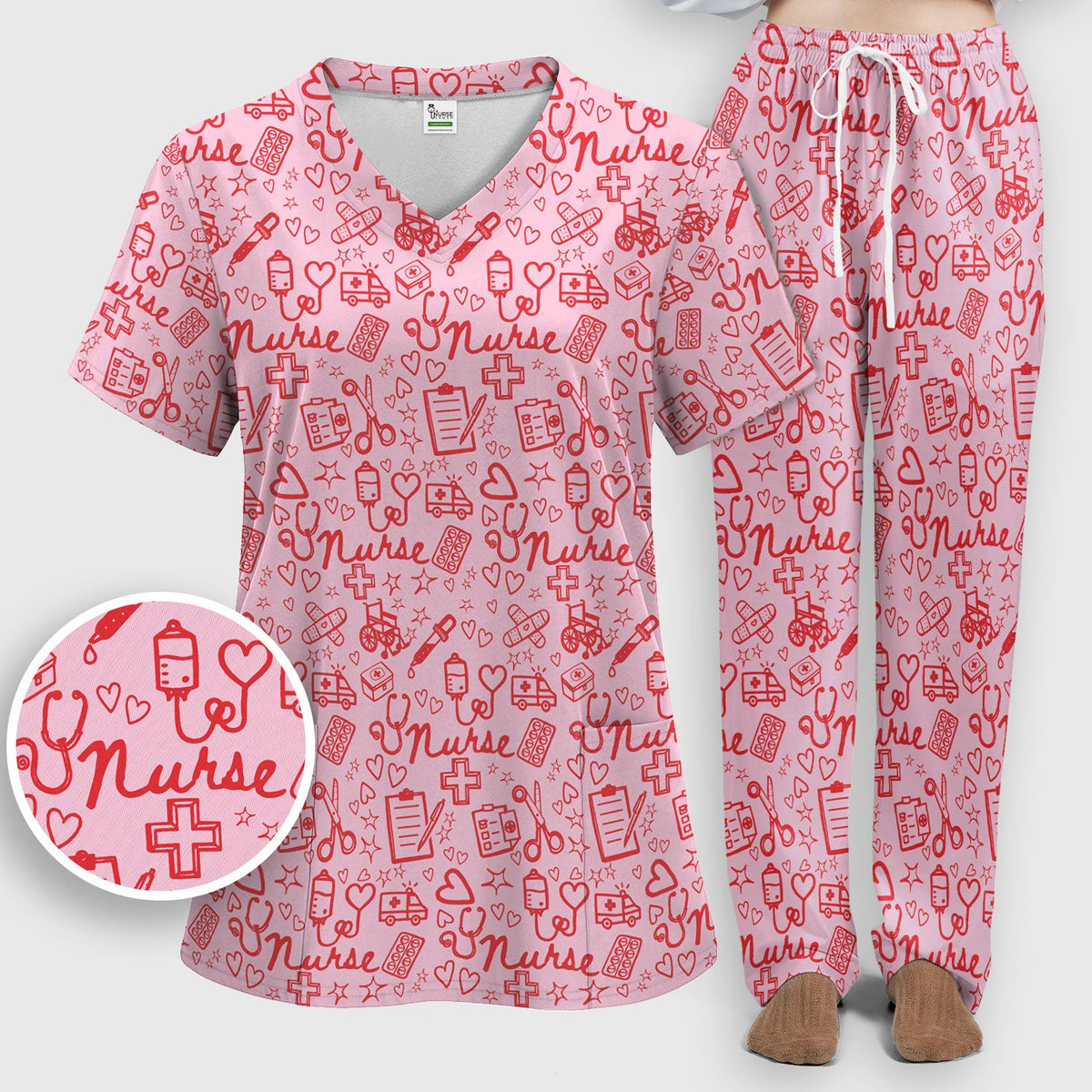 Heart Medical Nurse Scrub Set