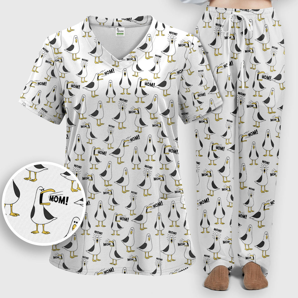 Seagull Mom Nurse Scrub Set