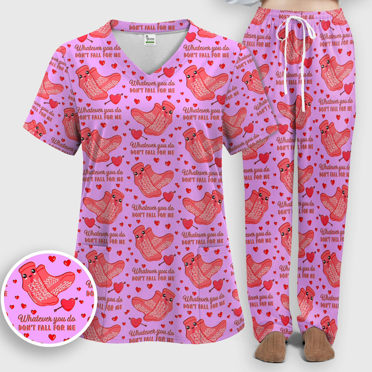 Valentine Funny Love Quote Nurse Scrub Set