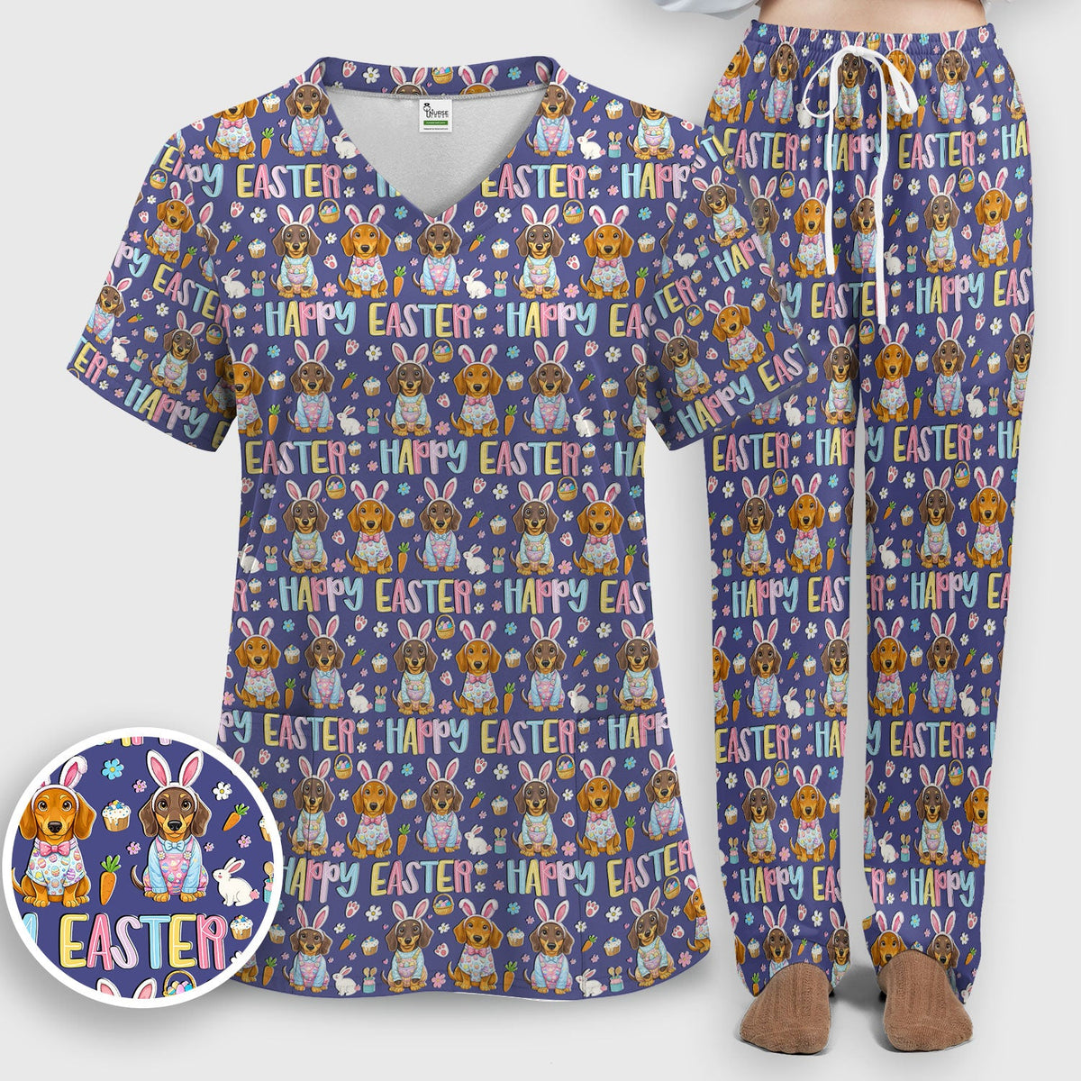 Dachshund Puppy Nurse Scrub Set - Easter Gift