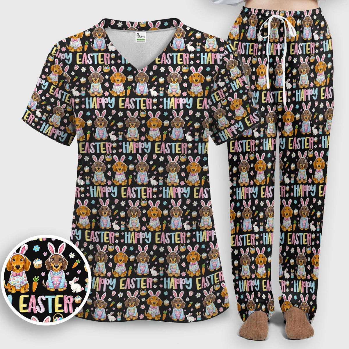 Dachshund Puppy Nurse Scrub Set - Easter Gift