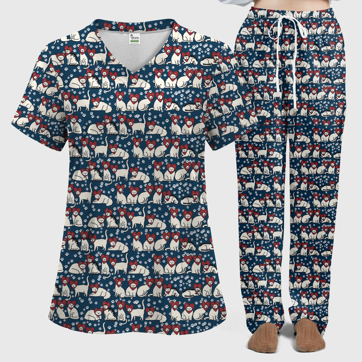 Cat Heart Nurse Scrub Set