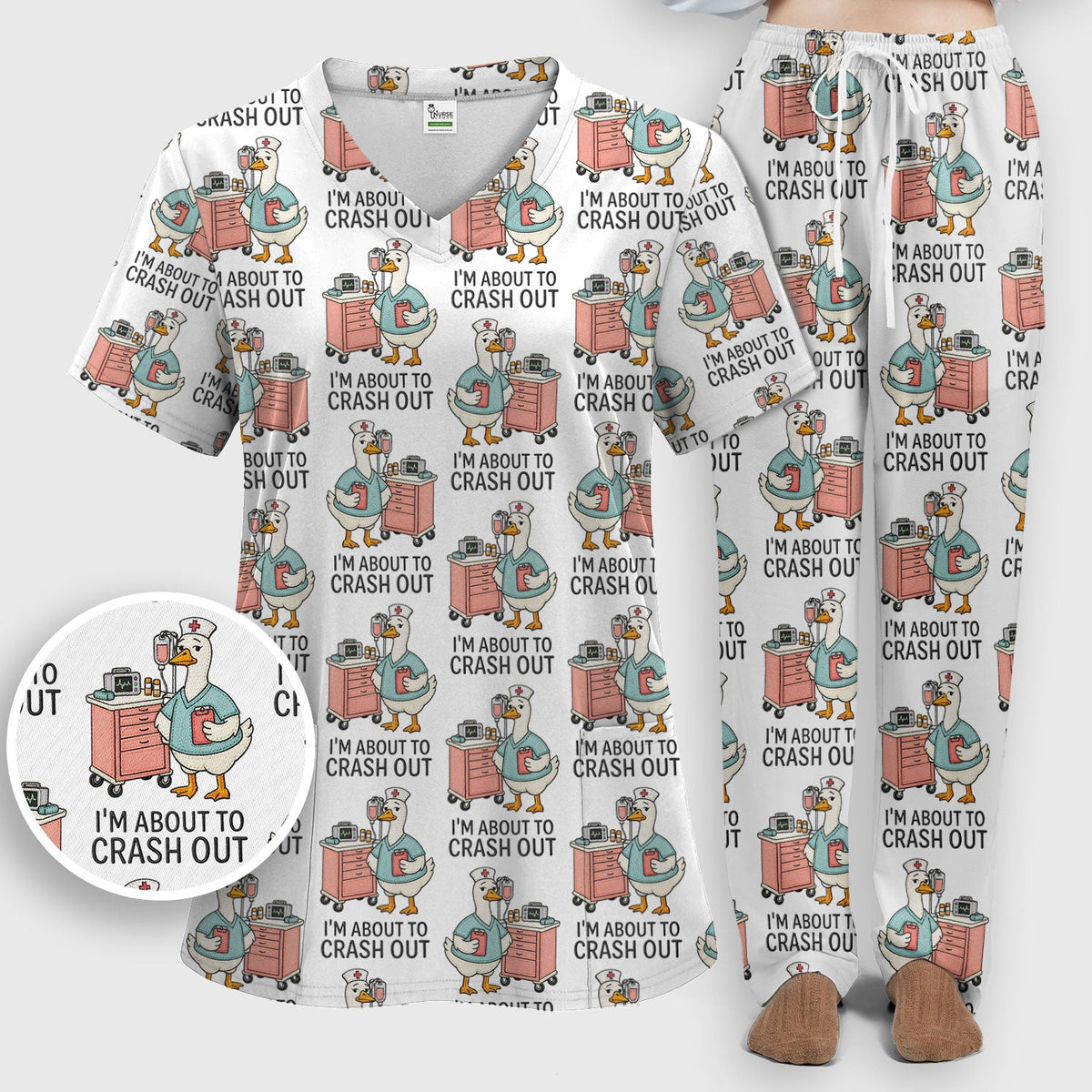 Goose Crash Out Nurse Scrub Set