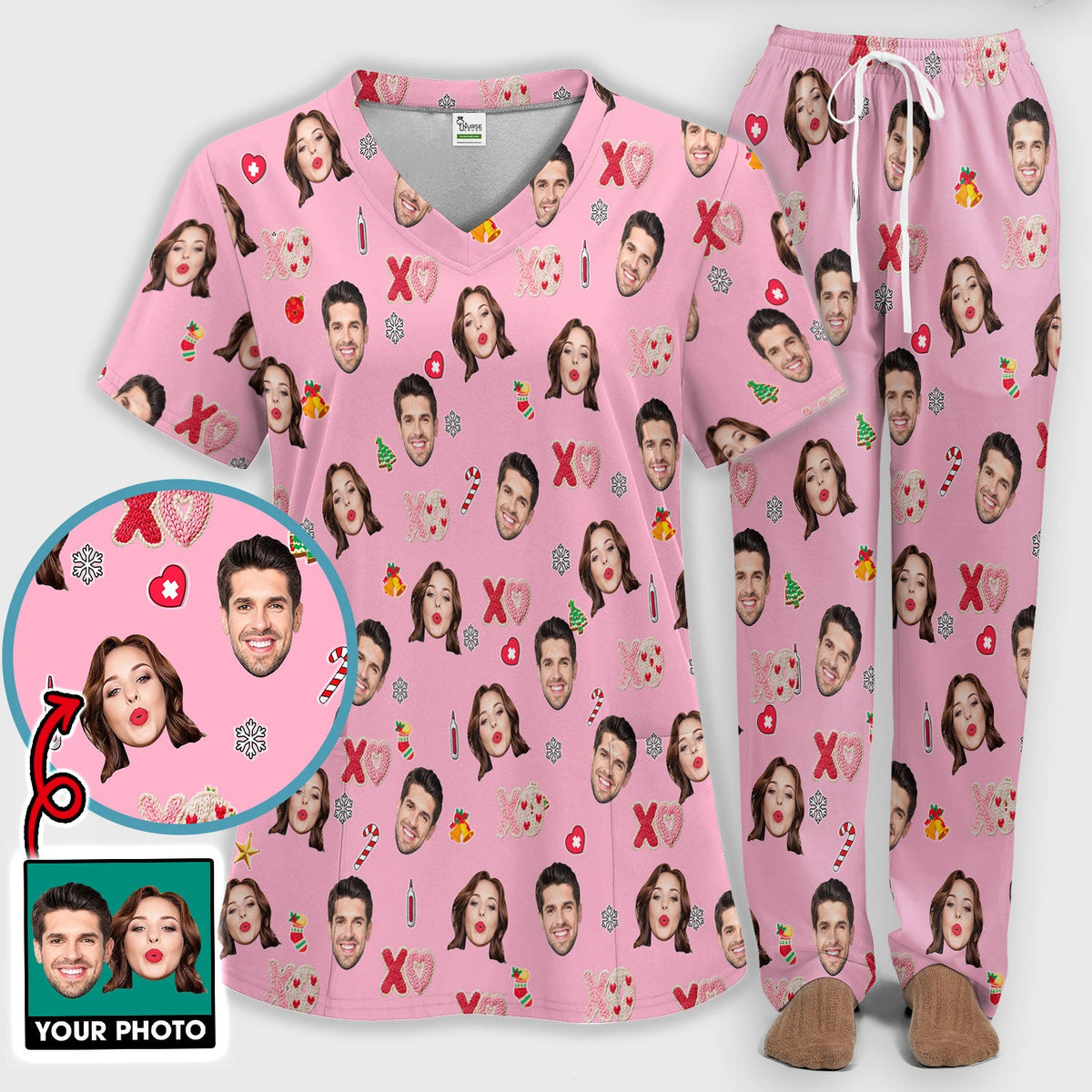 Personalized Photo Face Nurse Scrub Set