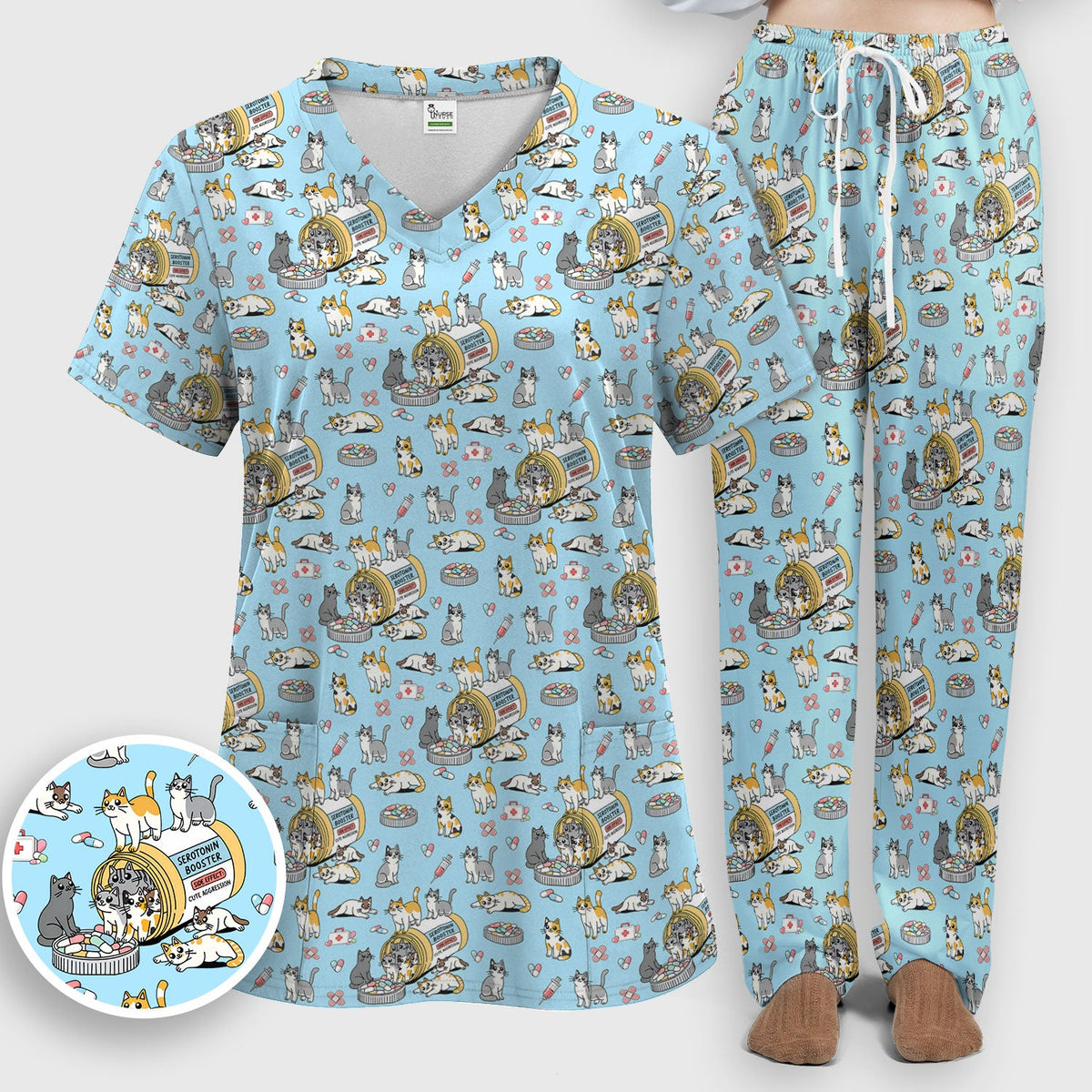 Cat Serotonin Booster Nurse Scrub Set
