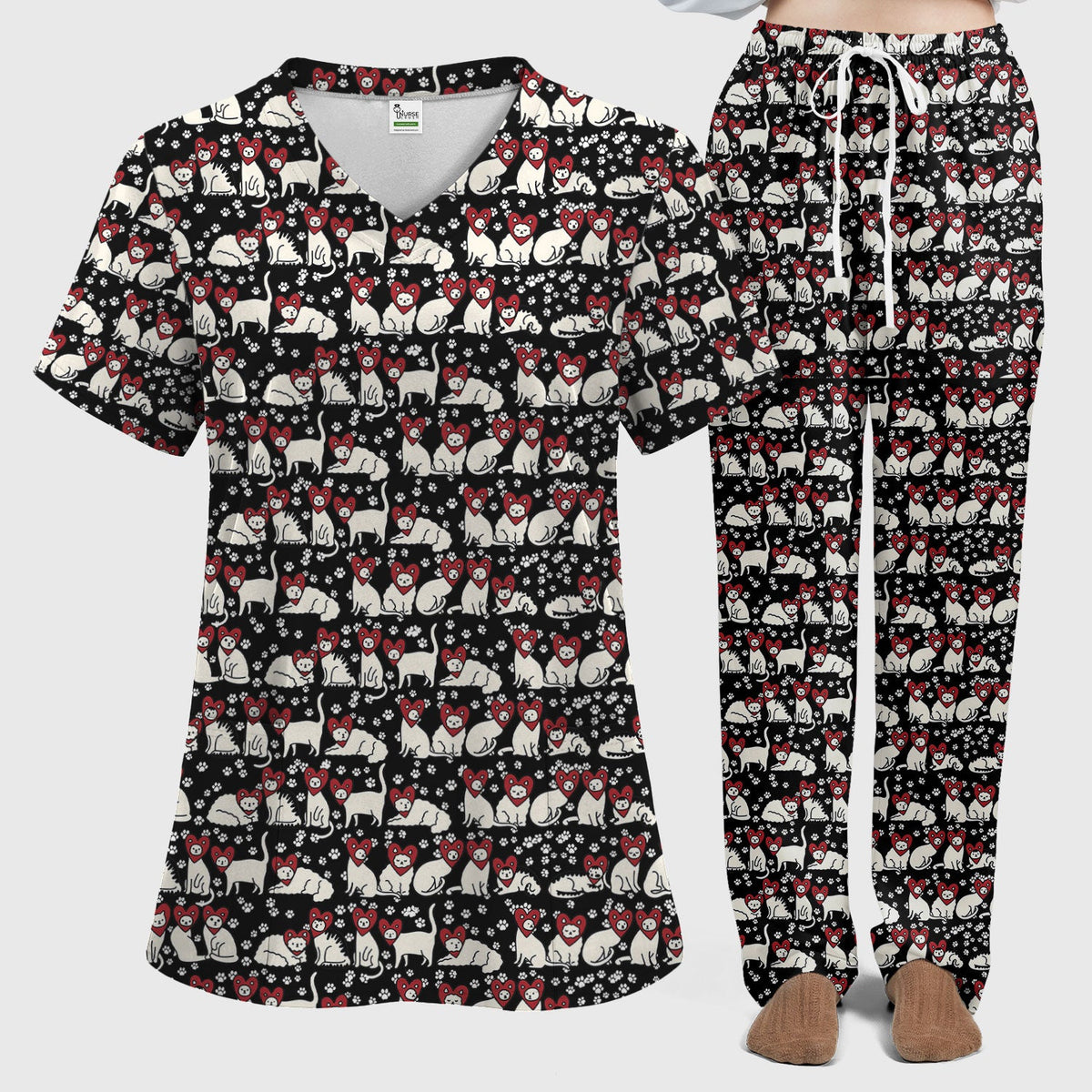 Cat Heart Nurse Scrub Set