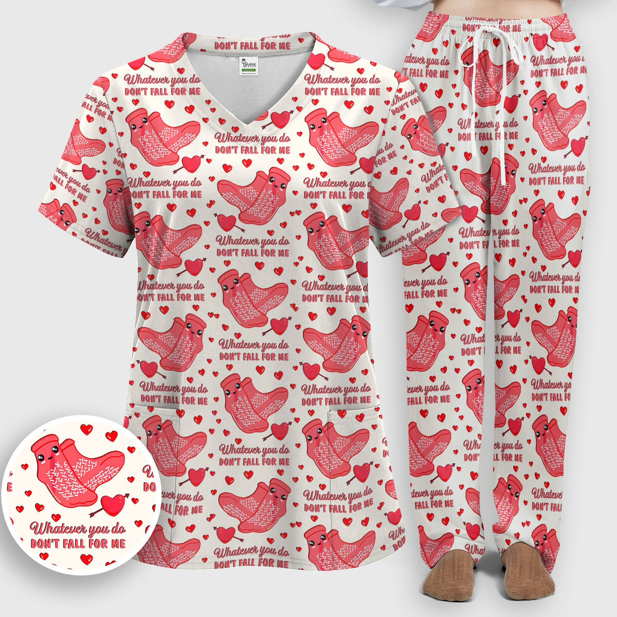 Valentine Funny Love Quote Nurse Scrub Set