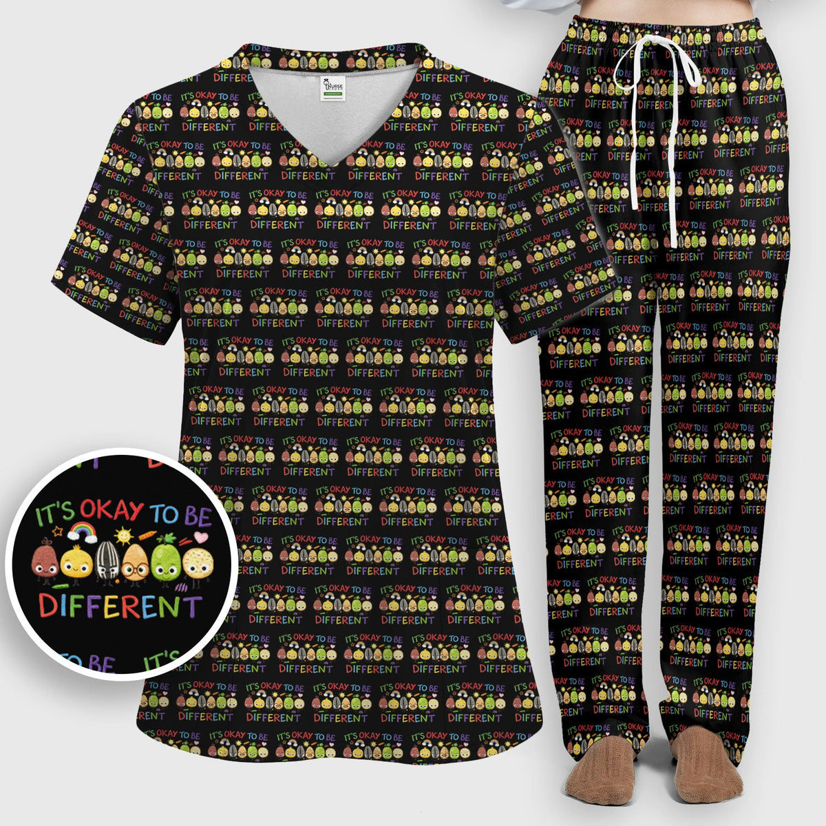 Autism Awareness It's OK To Be Different Nurse Scrub Set