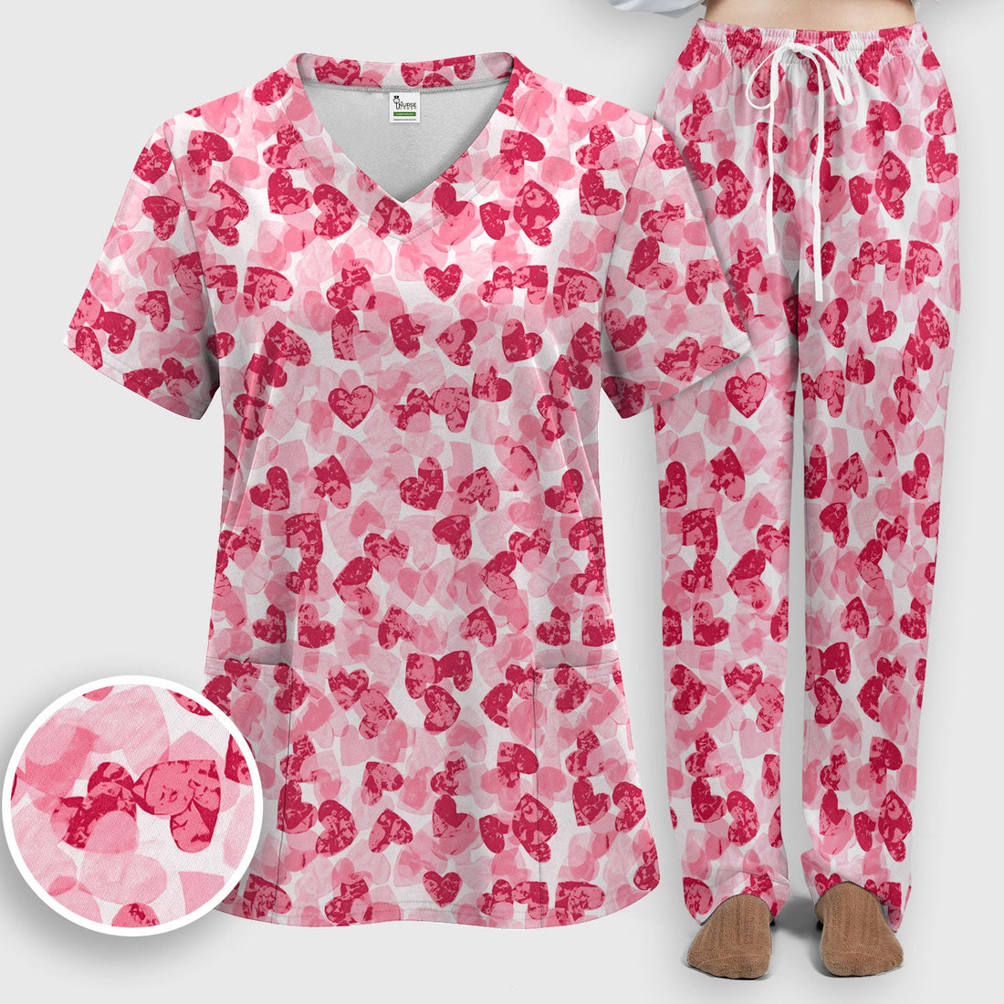Valentine Heart Medical Scrub Set