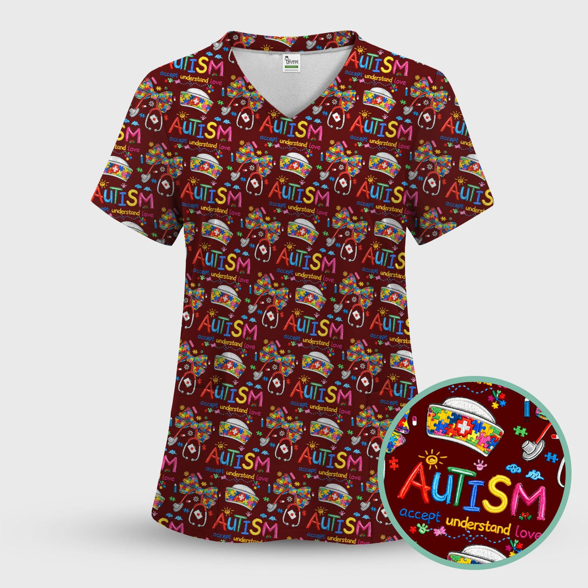 Autism Awareness Accept Understand Love Nurse Scrub Set
