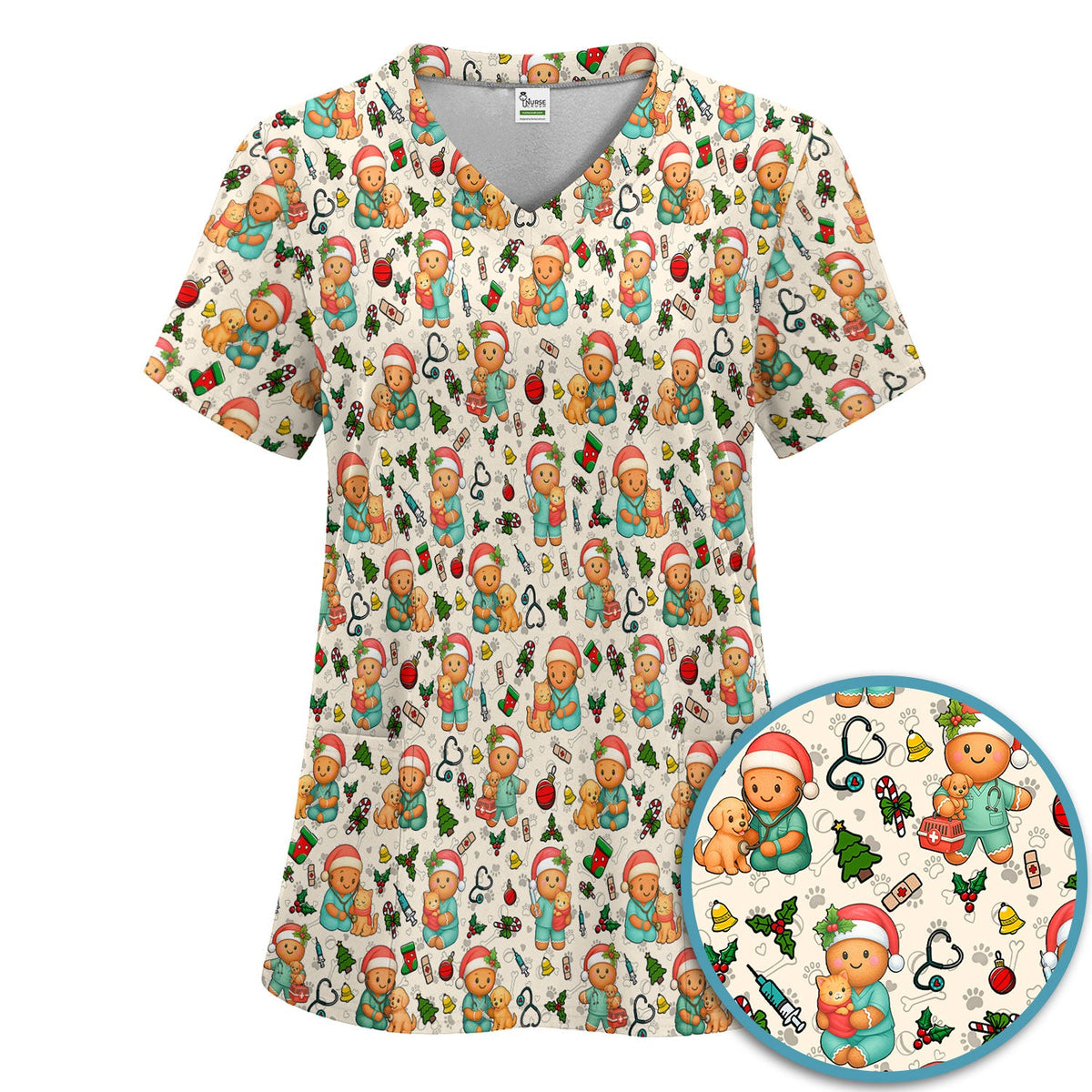 Gingerbread Pharmacy Scrub Set - Christmas Gift For Nurse